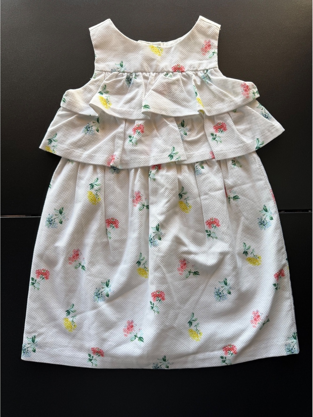 Janie and Jack Girls Size 4 White Floral Tiered Ruffle Dress Spring Summer